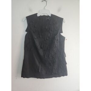 Roberto Rodriguez Women Black w/Front Detail Sleeveless Cotton Blouse size 6